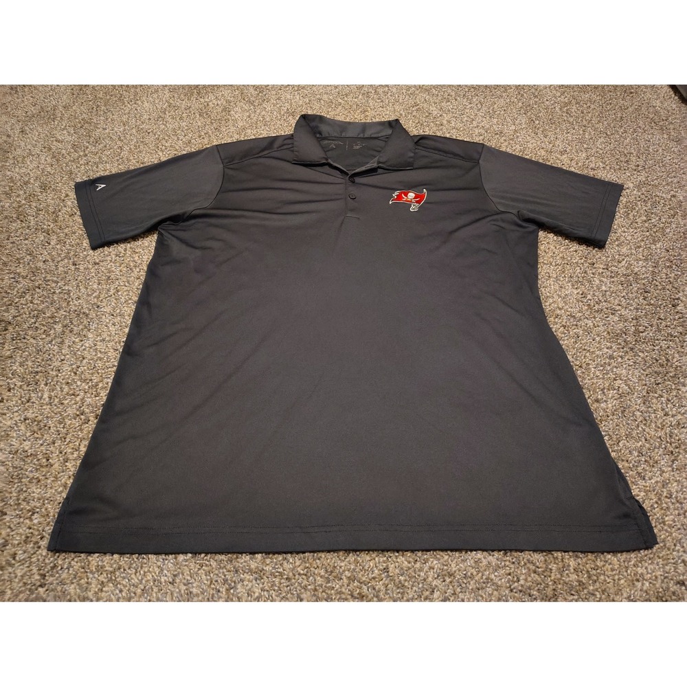 Antigua Mens Tampa Bay Buccaneers NFL Polo Shirt Black XL Short Sleeve Logo
